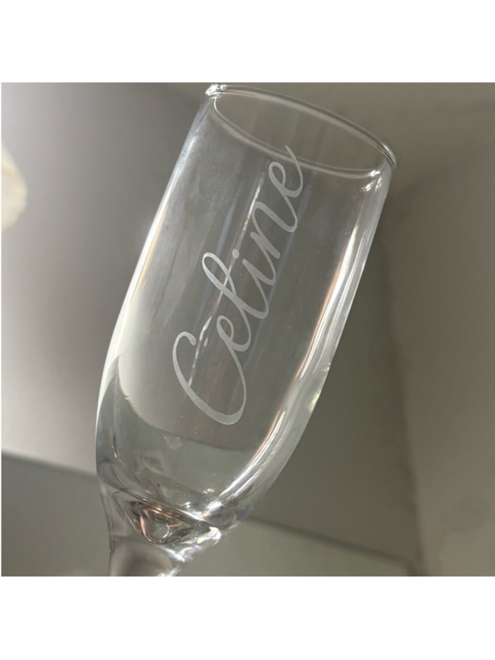 Clear Personalized Champagne Flute - Celine Engraving